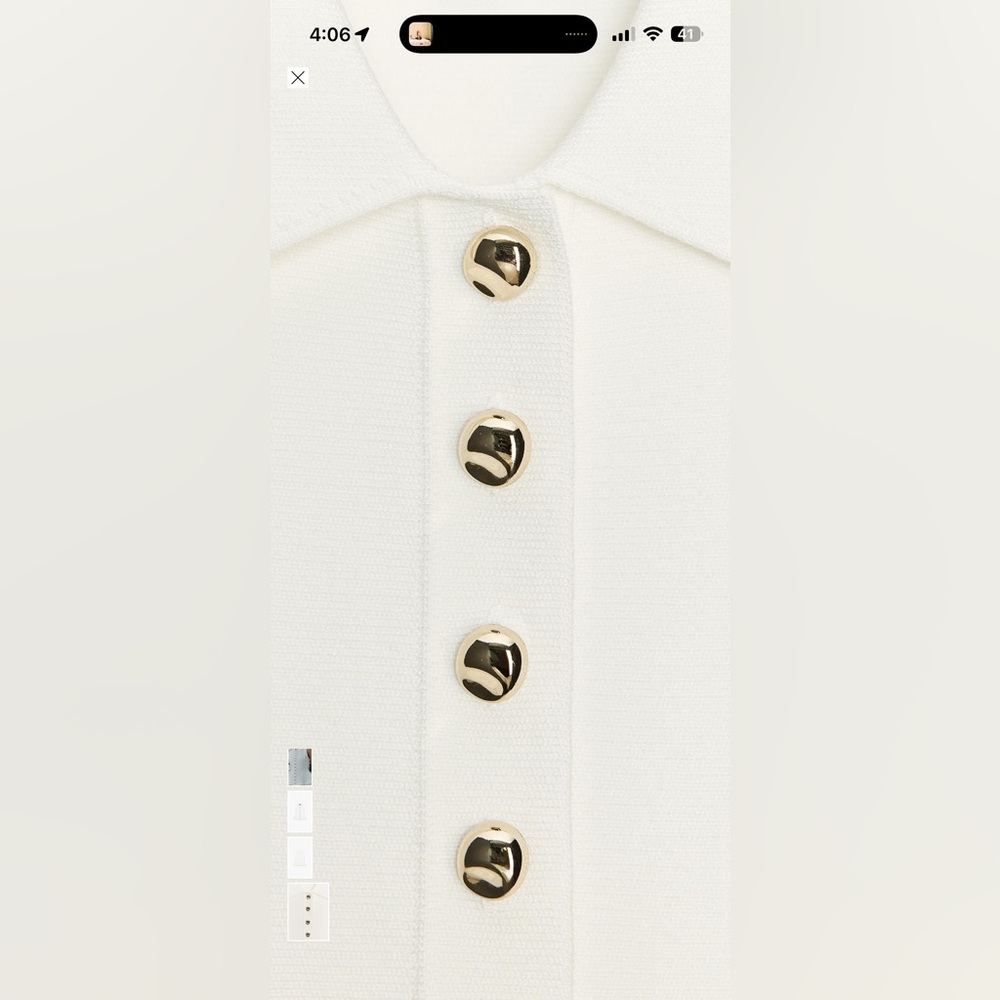 Zara Knit  White Sleeveless Button-Up Blouse - Picture 4 of 11